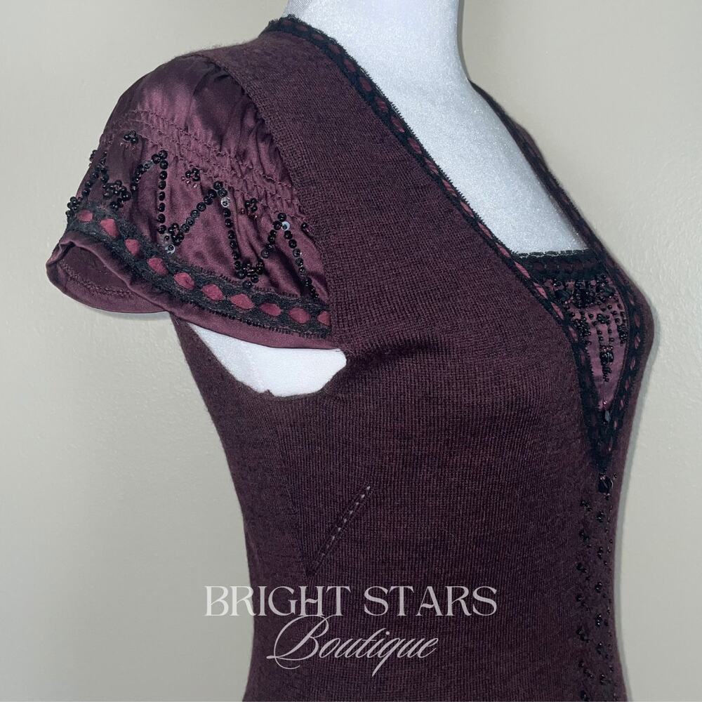 Extremely Rare Vintage Purple Beaded Wool Silk Top ASO Lorelai Gilmore Girls Y2K - Picture 10 of 10